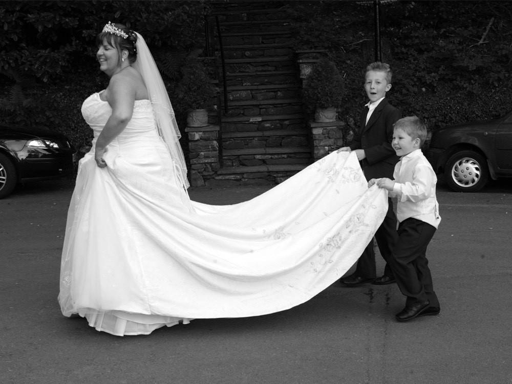 A woman in a wedding dress